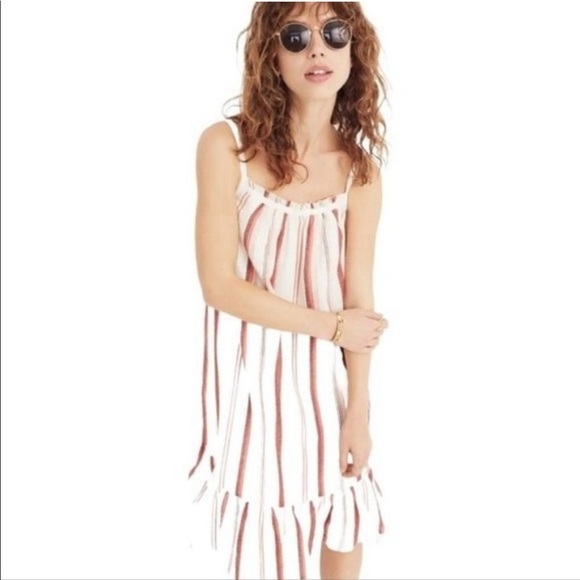 Madewell Striped Trapeze Tank Dress in Rusted Clay - Picture 1 of 10